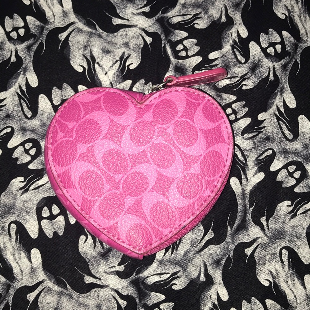 Coach Pink Heart Coin Purse - Picture 1 of 7